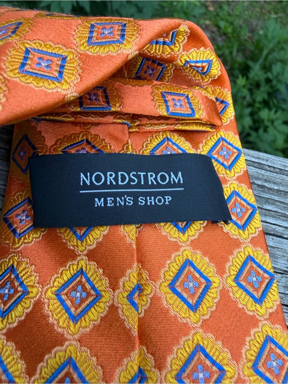 Nordstrom Orange, Yellow, Blue Geometric Silk Men’s Tie 67” Length X 3.25” W
